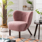 Modern Accent Chair Lambskin Sherpa Wingback Tufted Side Chair Blush FredCo