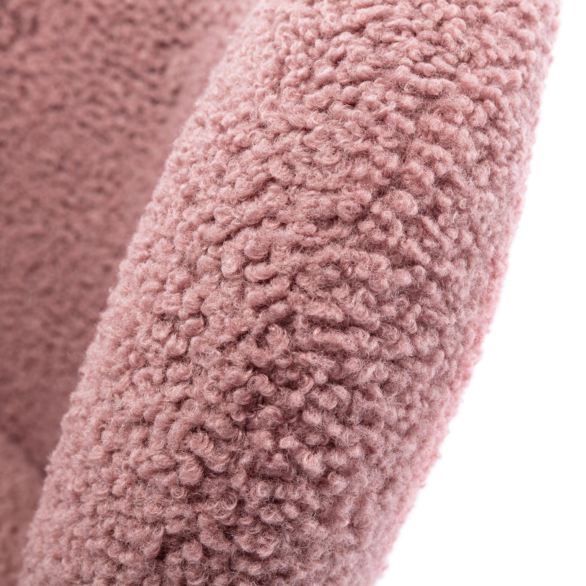 Modern Accent Chair Lambskin Sherpa Wingback Tufted Side Chair Blush FredCo