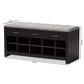 Modern and Contemporary Espresso Finished Grey Fabric Upholstered Cushioned Entryway Bench FredCo