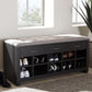 Modern and Contemporary Espresso Finished Grey Fabric Upholstered Cushioned Entryway Bench FredCo
