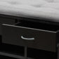Modern and Contemporary Espresso Finished Grey Fabric Upholstered Cushioned Entryway Bench FredCo