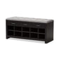 Modern and Contemporary Espresso Finished Grey Fabric Upholstered Cushioned Entryway Bench FredCo