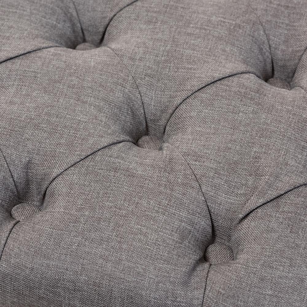 Modern and Contemporary Light Grey Fabric Walnut Wood Finished, Button-Tufted Storage Ottoman FredCo