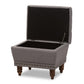 Modern and Contemporary Light Grey Fabric Walnut Wood Finished, Button-Tufted Storage Ottoman FredCo