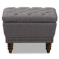 Modern and Contemporary Light Grey Fabric Walnut Wood Finished, Button-Tufted Storage Ottoman FredCo
