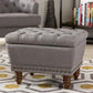 Modern and Contemporary Light Grey Fabric Walnut Wood Finished, Button-Tufted Storage Ottoman FredCo