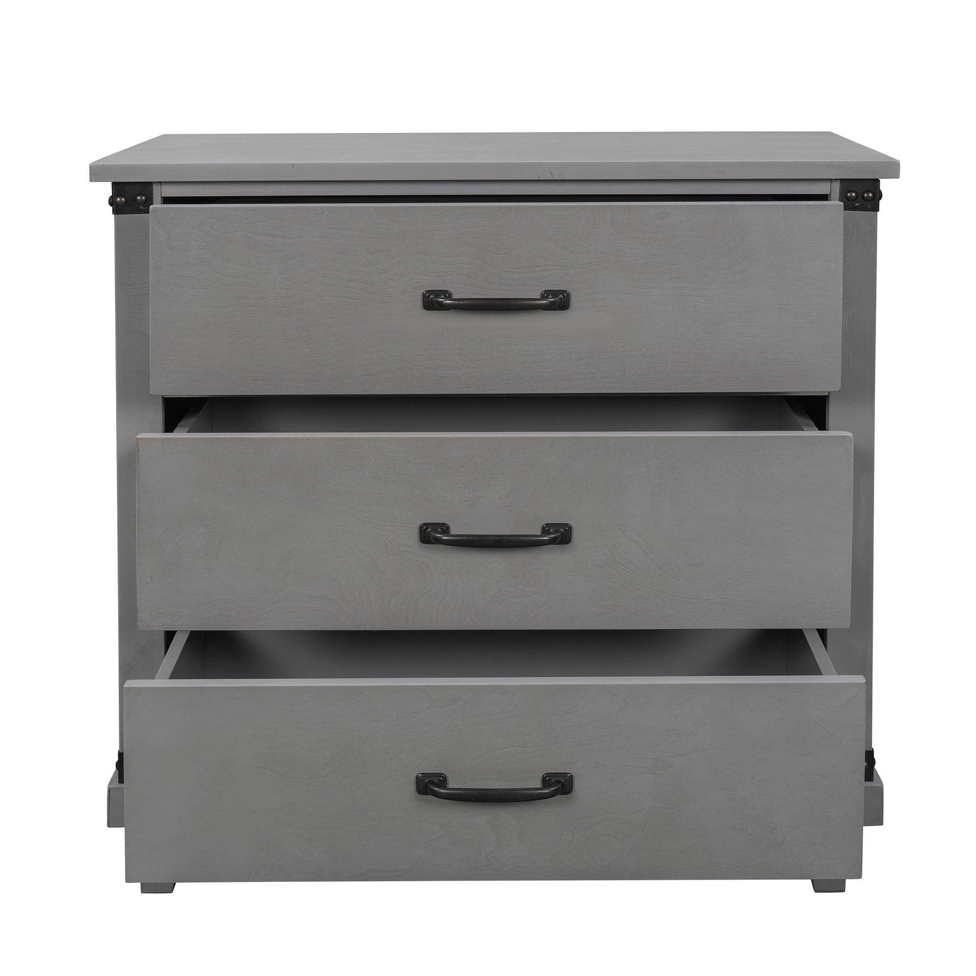 Modern Bedroom Nightstand with 3 Drawers Storage , Gray FredCo