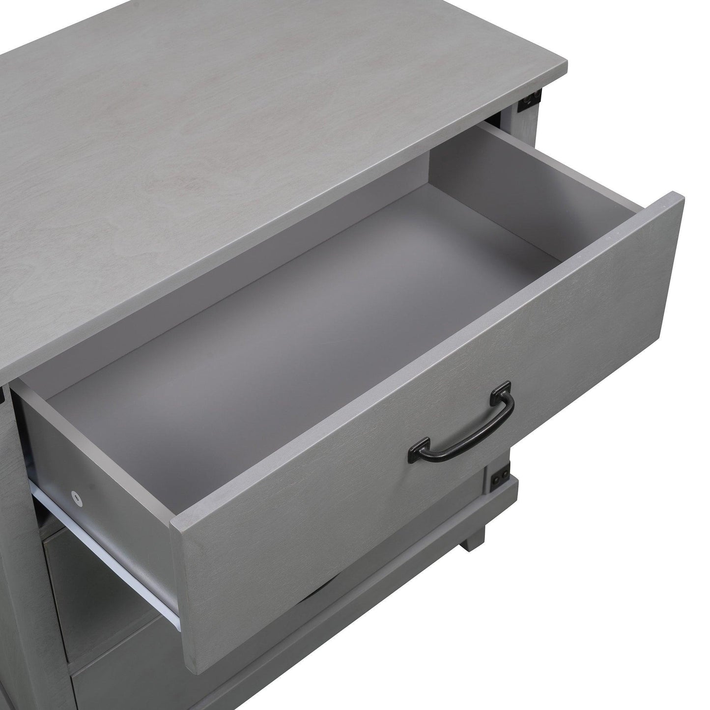 Modern Bedroom Nightstand with 3 Drawers Storage , Gray FredCo