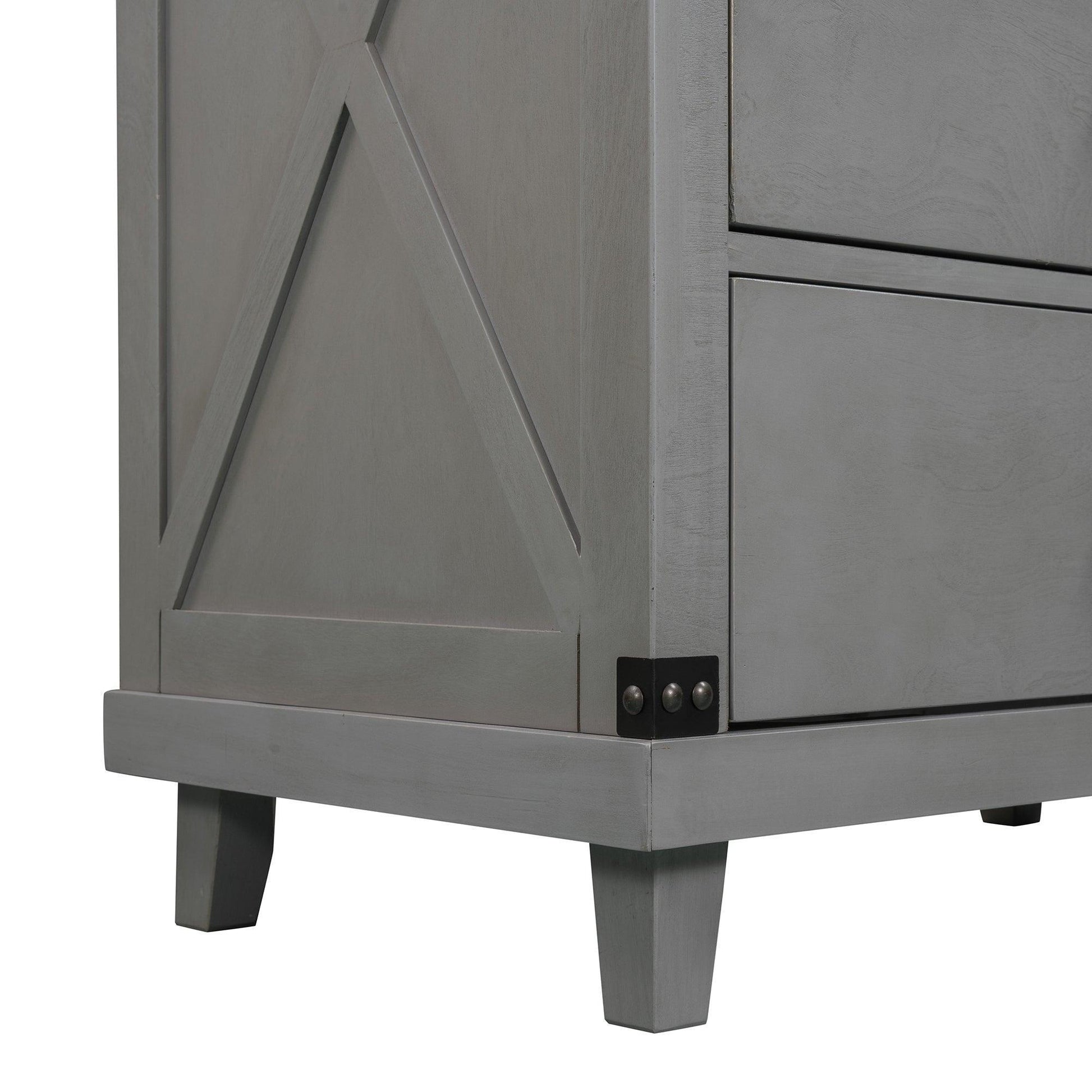 Modern Bedroom Nightstand with 3 Drawers Storage , Gray FredCo