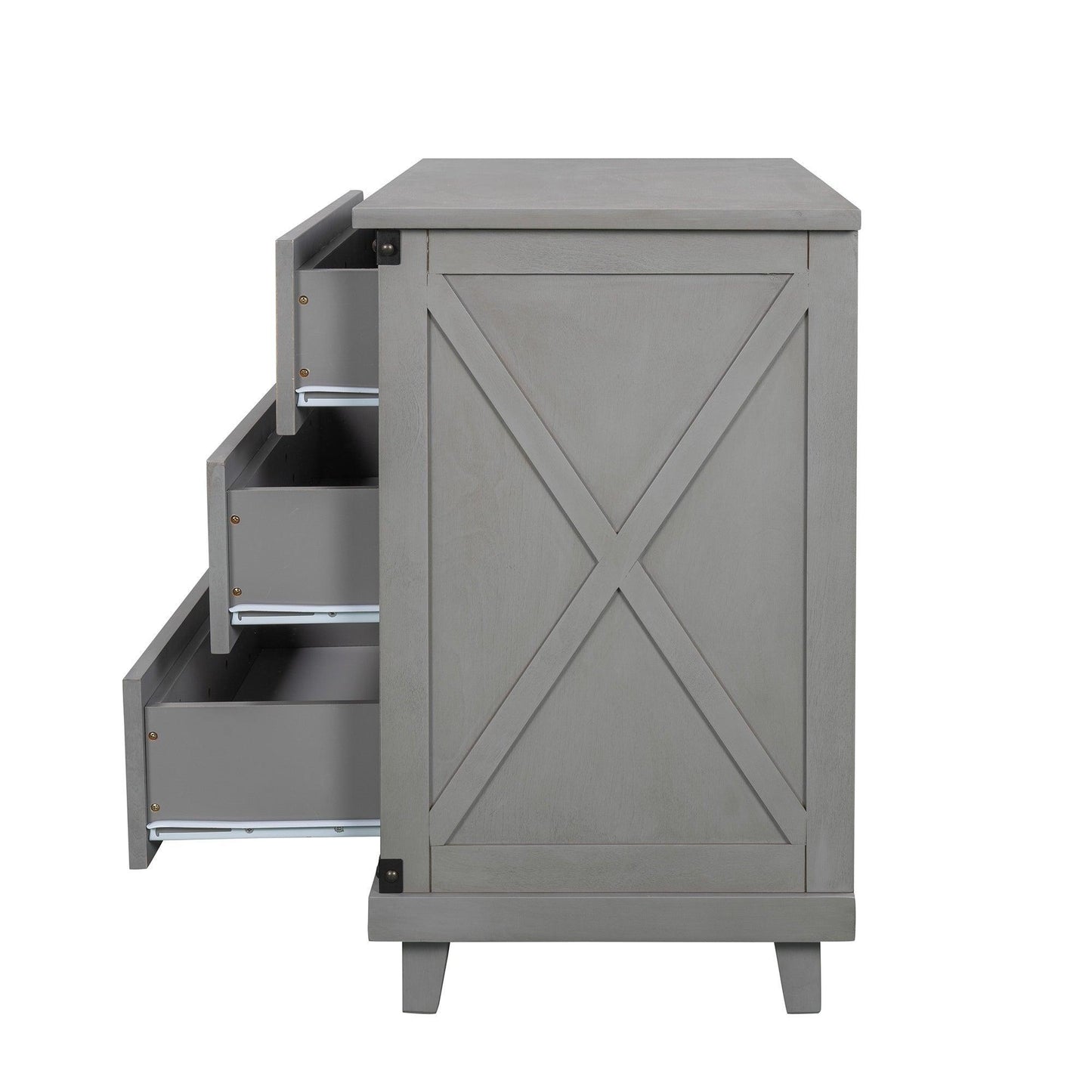 Modern Bedroom Nightstand with 3 Drawers Storage , Gray FredCo