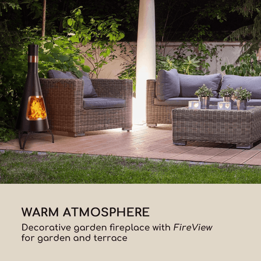 Modern Garden Fireplace Chimenea – Stainless Steel, Black-Gold FredCo