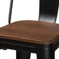 Modern Industrial Black Metal and Walnut Brown Finished Wood 4-Piece Bar Stool Set FredCo
