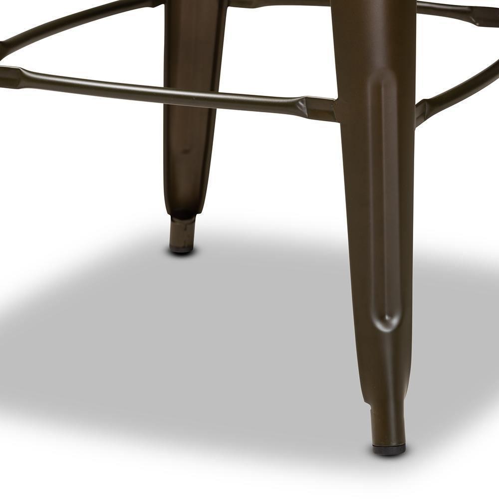 Modern Industrial Brown Metal and Walnut Brown Finished Wood 4-Piece Bar Stool Set FredCo