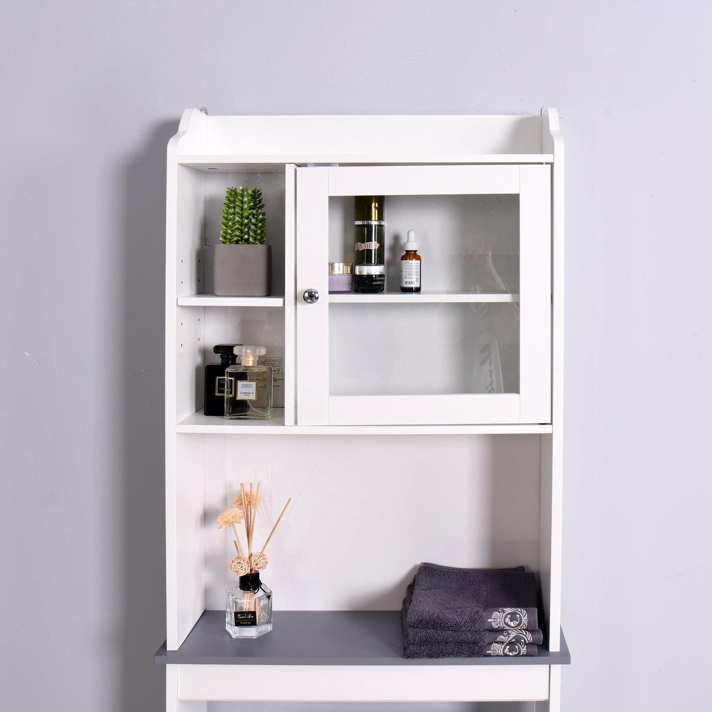 Modern Over The Toilet Wood Storage Cabinet for Home, Bathroom White FredCo