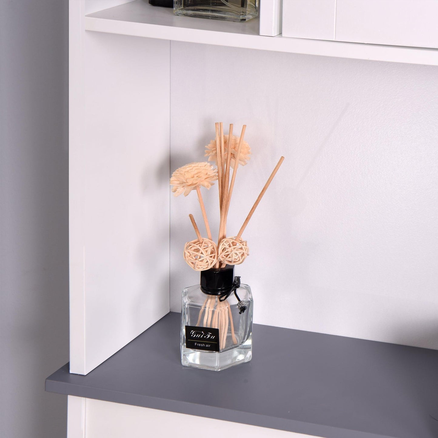 Modern Over The Toilet Wood Storage Cabinet for Home, Bathroom White FredCo