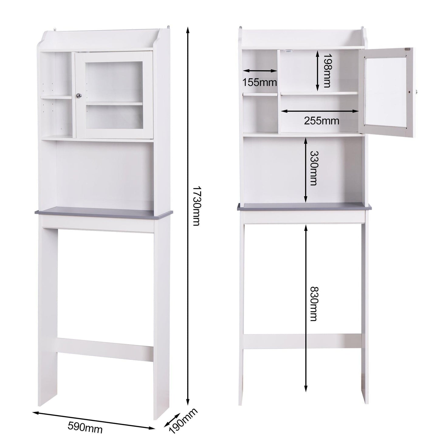 Modern Over The Toilet Wood Storage Cabinet for Home, Bathroom White FredCo