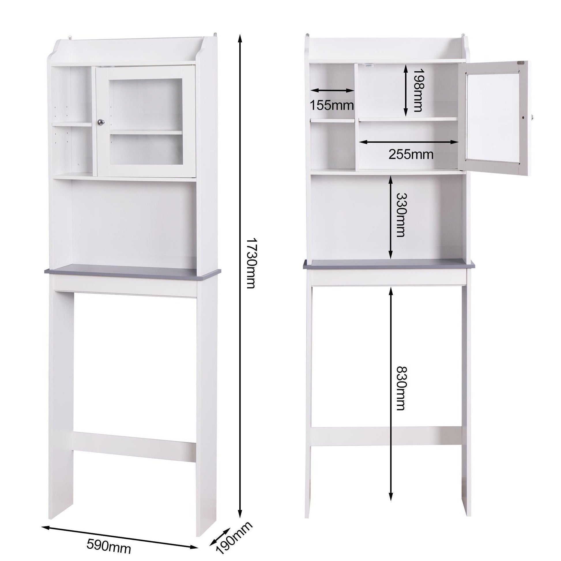 Modern Over The Toilet Wood Storage Cabinet for Home, Bathroom White FredCo