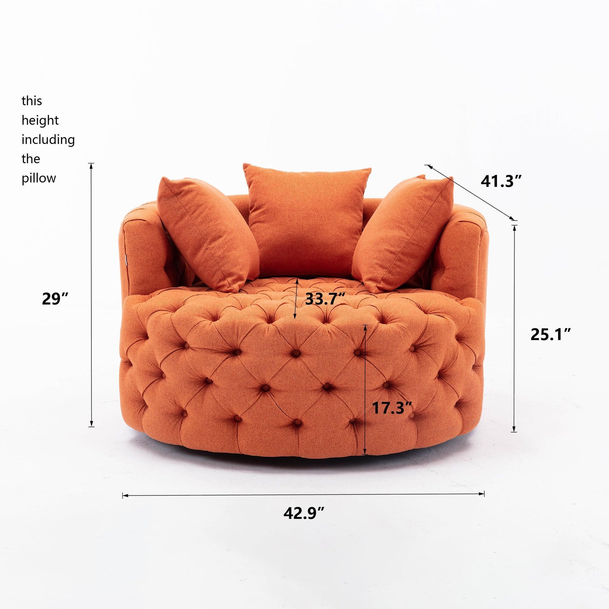 Modern Swivel Accent Chair Orange FredCo