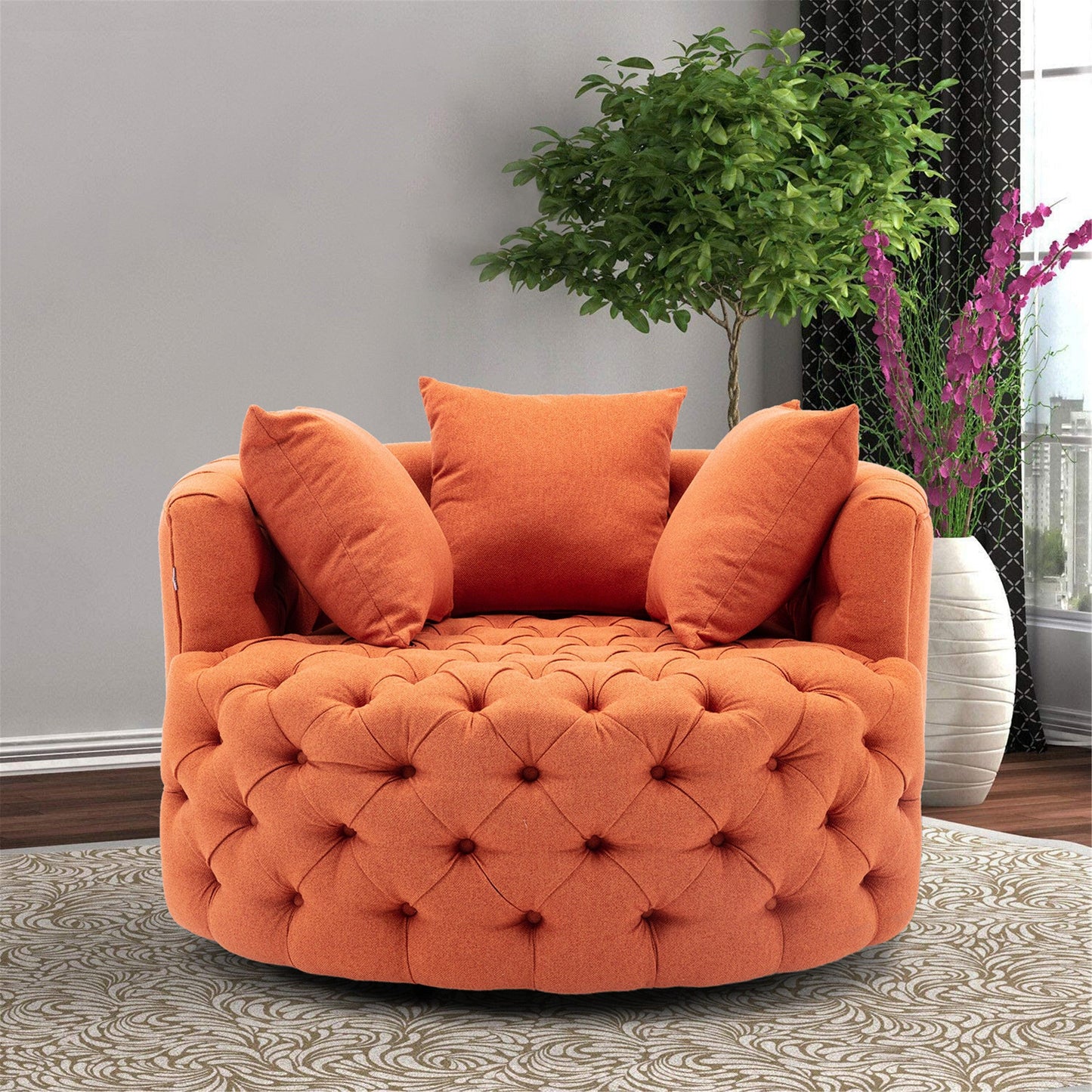Modern Swivel Accent Chair Orange FredCo