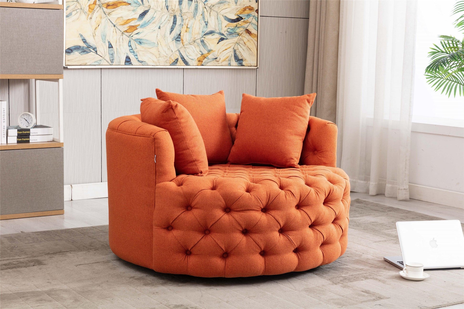 Modern Swivel Accent Chair Orange FredCo