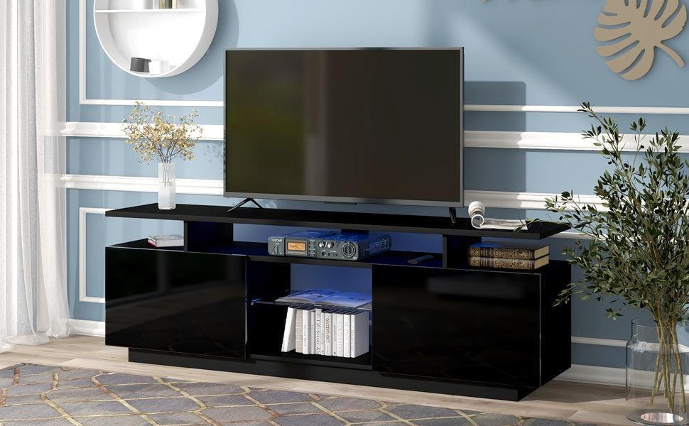 Modern TV Stand for TVs up to 65inches with LED lights, WF280706AAB) FredCo