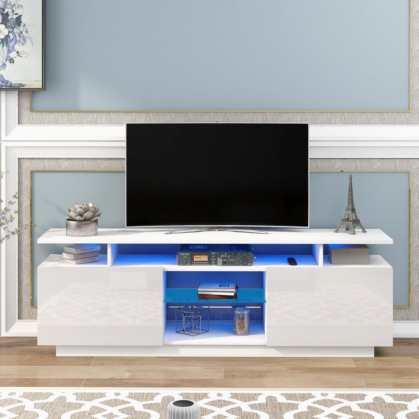 Modern TV Stand for TVs up to 65inches with LED lights, WF280706AAK FredCo