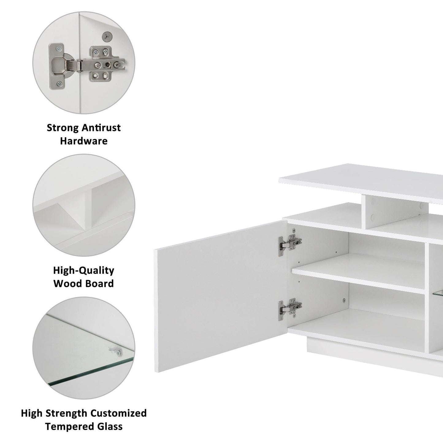 Modern TV Stand for TVs up to 65inches with LED lights, WF280706AAK FredCo