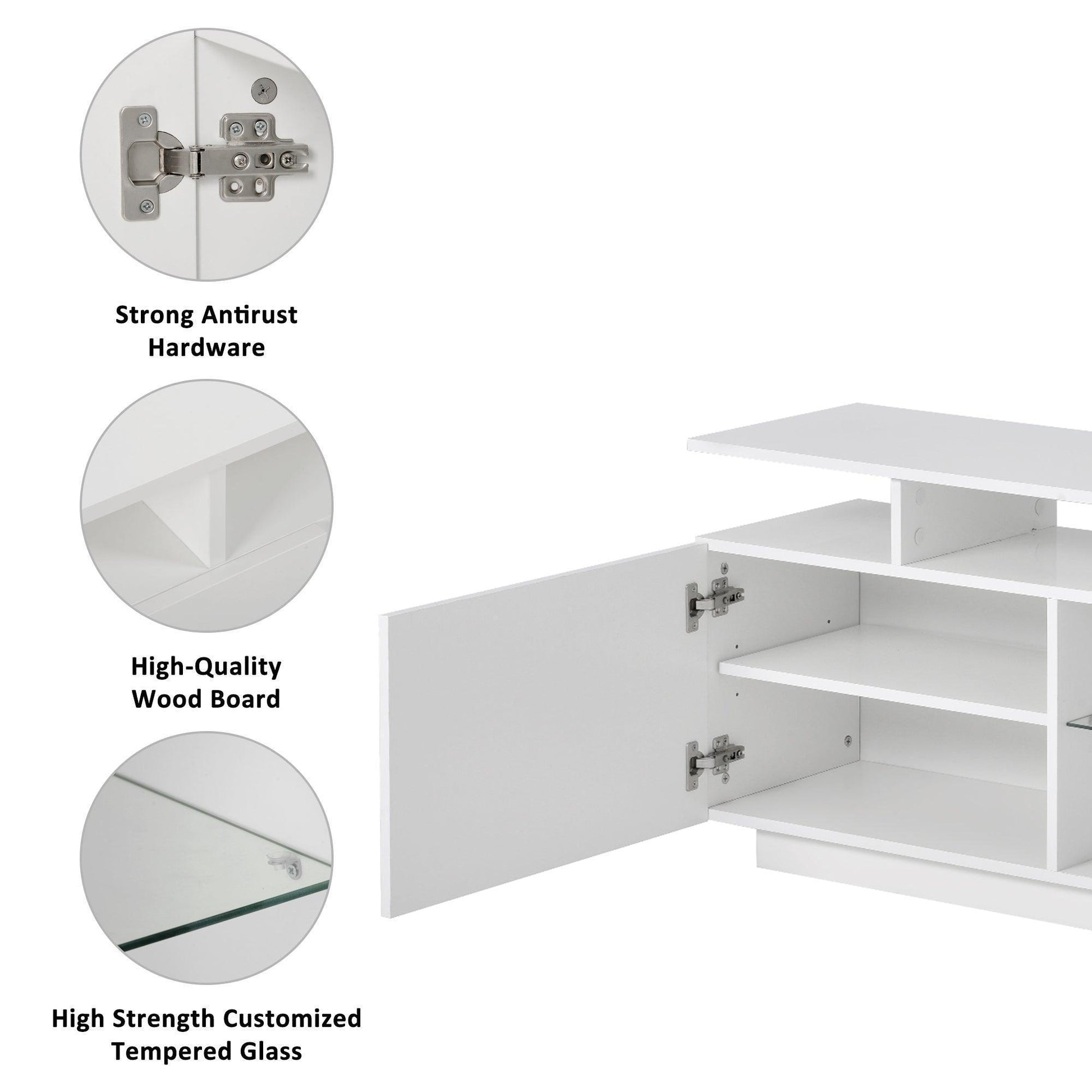 Modern TV Stand for TVs up to 65inches with LED lights, WF280706AAK FredCo