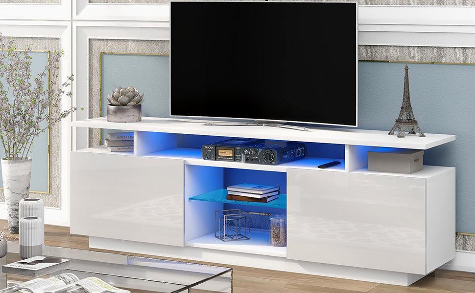 Modern TV Stand for TVs up to 65inches with LED lights, WF280706AAK FredCo