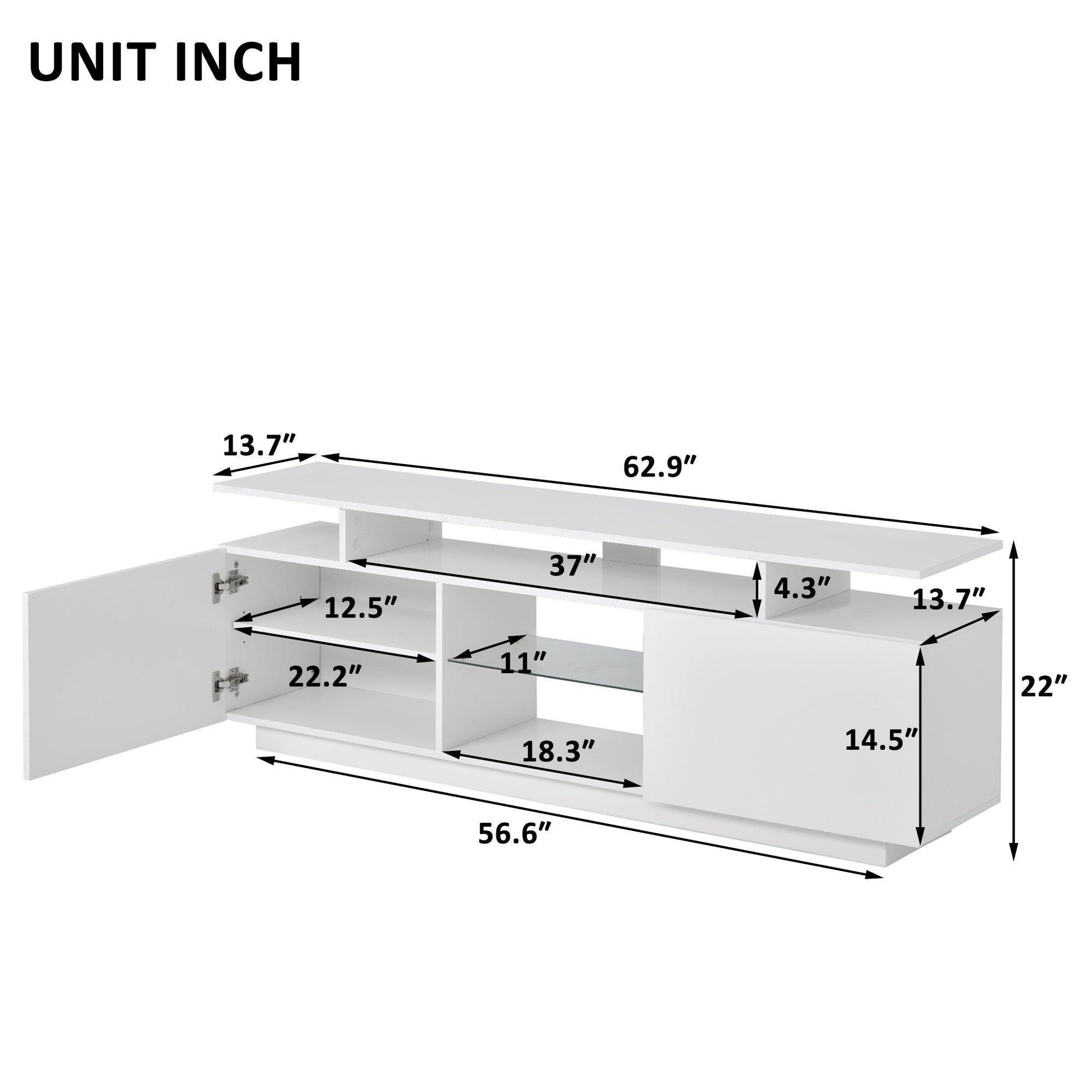 Modern TV Stand for TVs up to 65inches with LED lights, WF280706AAK FredCo