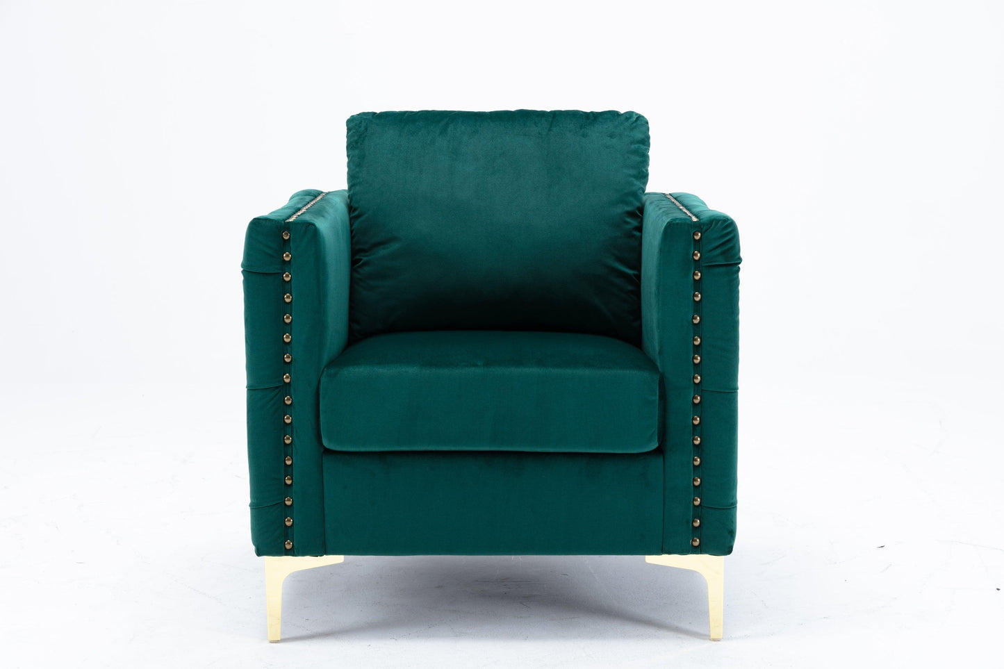 Modern Velvet Armchair Tufted Button Accent Chair Green FredCo