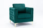 Modern Velvet Armchair Tufted Button Accent Chair Green FredCo