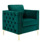 Modern Velvet Armchair Tufted Button Accent Chair Green FredCo