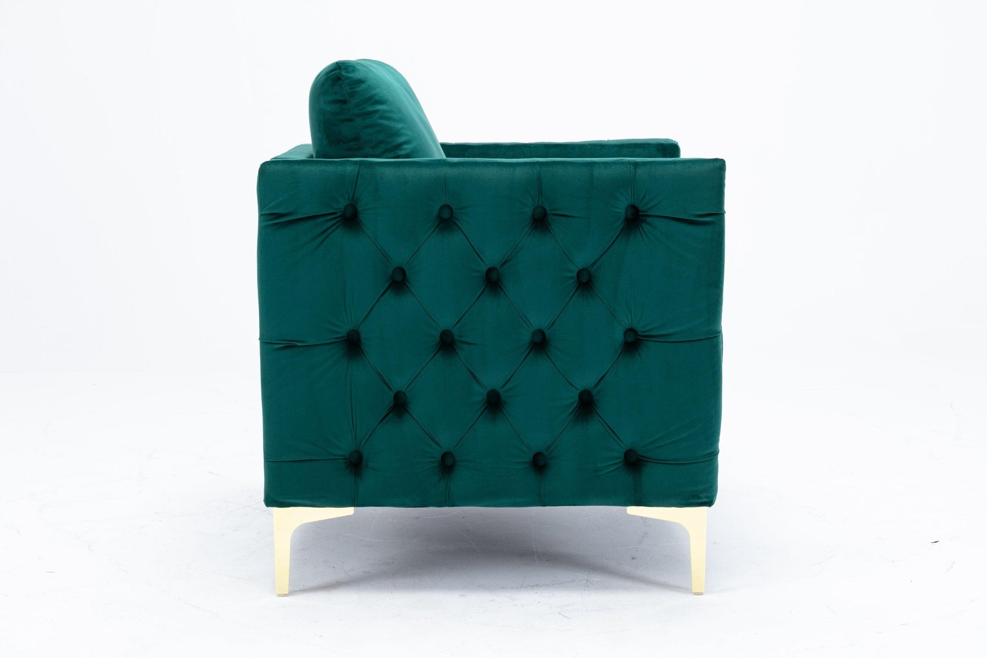 Modern Velvet Armchair Tufted Button Accent Chair Green FredCo