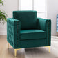 Modern Velvet Armchair Tufted Button Accent Chair Green FredCo
