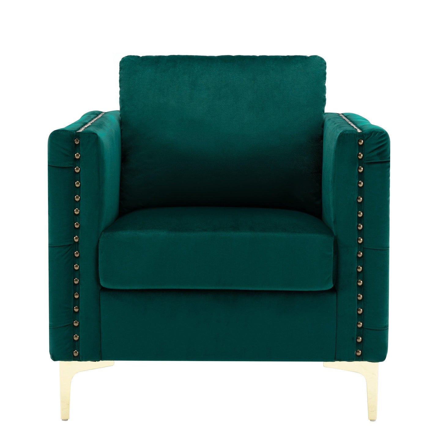 Modern Velvet Armchair Tufted Button Accent Chair Green FredCo