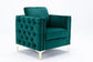 Modern Velvet Armchair Tufted Button Accent Chair Green FredCo