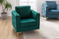 Modern Velvet Armchair Tufted Button Accent Chair Green FredCo