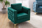 Modern Velvet Armchair Tufted Button Accent Chair Green FredCo