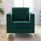 Modern Velvet Armchair Tufted Button Accent Chair Green FredCo