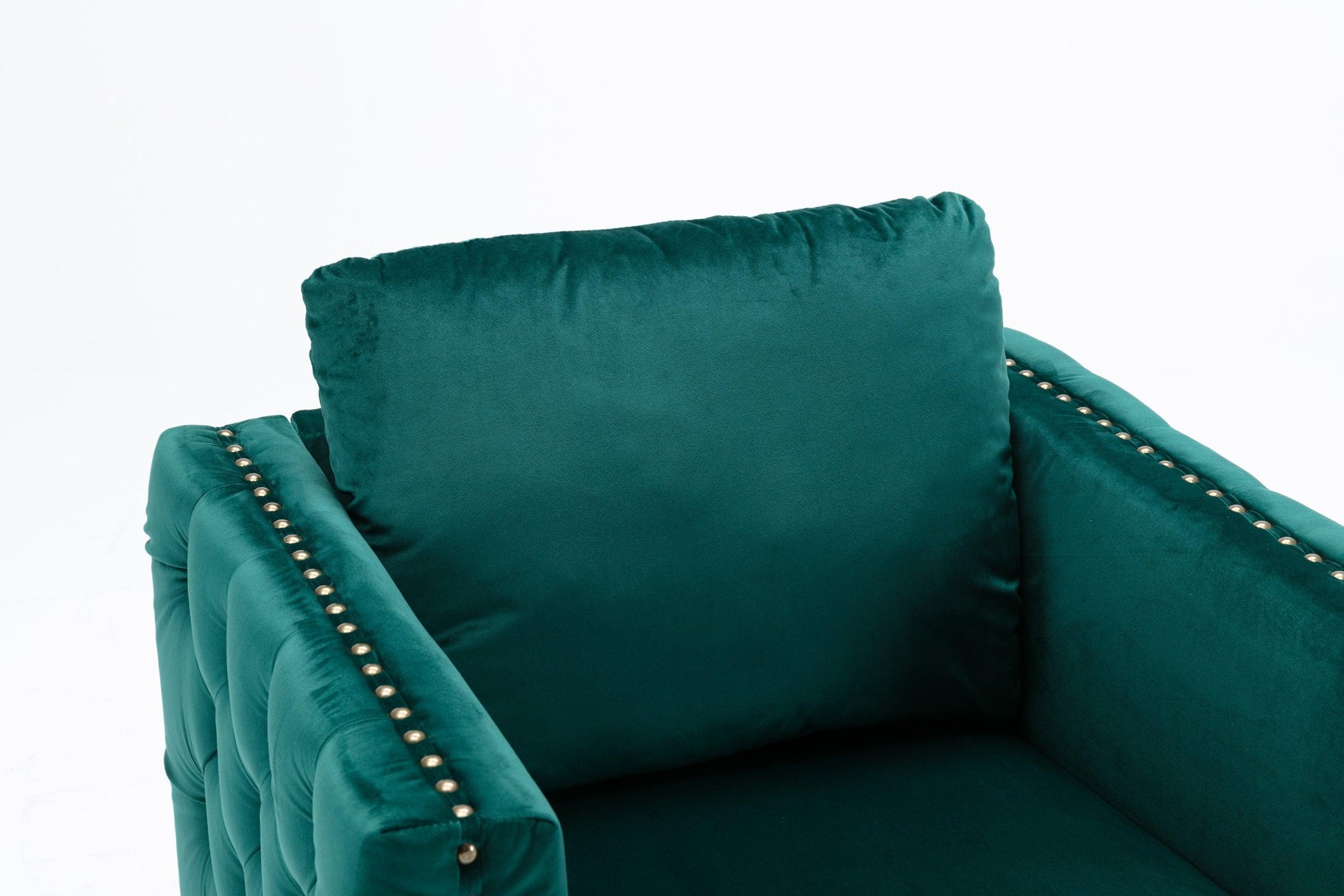 Modern Velvet Armchair Tufted Button Accent Chair Green FredCo