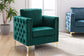 Modern Velvet Armchair Tufted Button Accent Chair Green FredCo