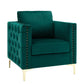 Modern Velvet Armchair Tufted Button Accent Chair Green FredCo