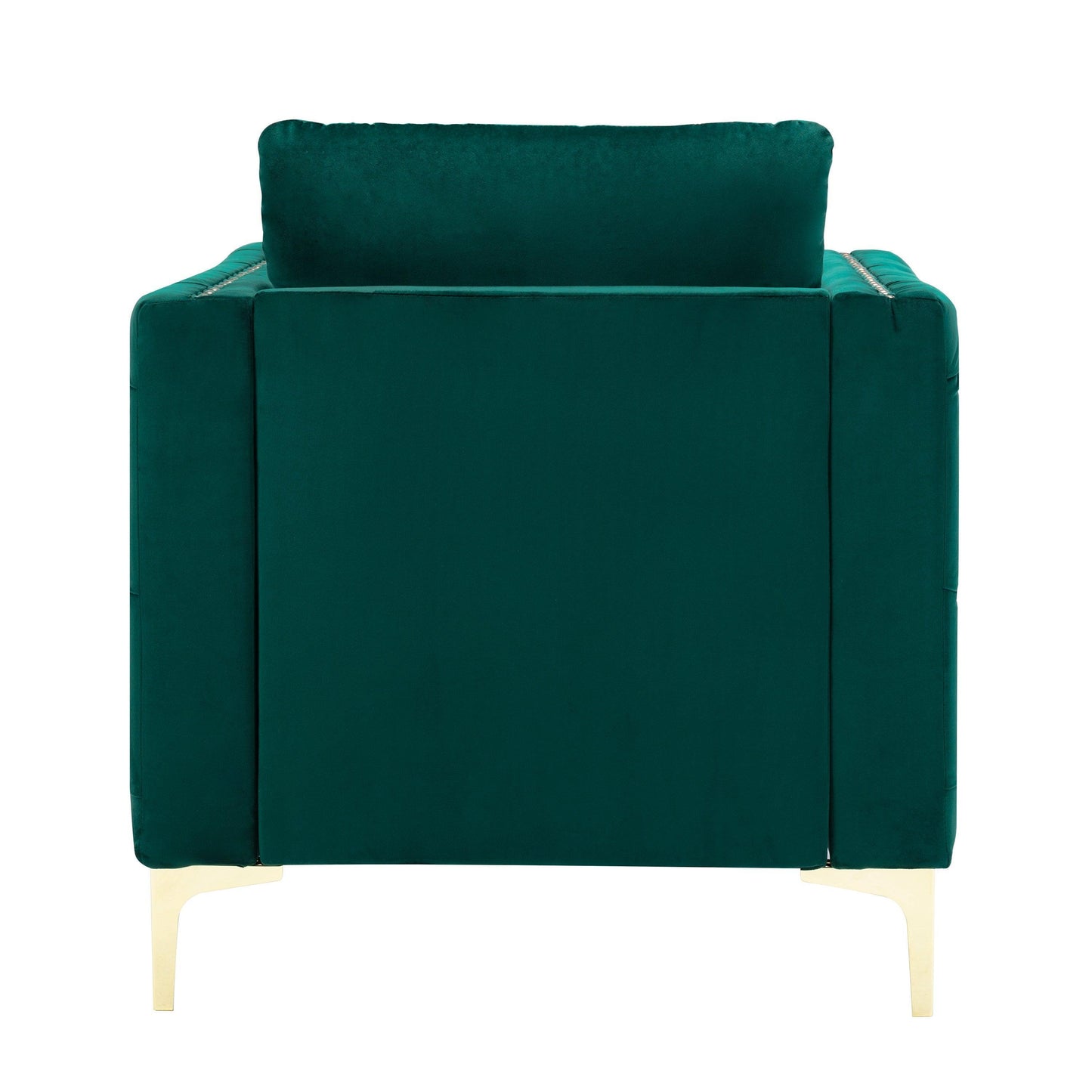 Modern Velvet Armchair Tufted Button Accent Chair Green FredCo