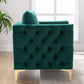Modern Velvet Armchair Tufted Button Accent Chair Green FredCo