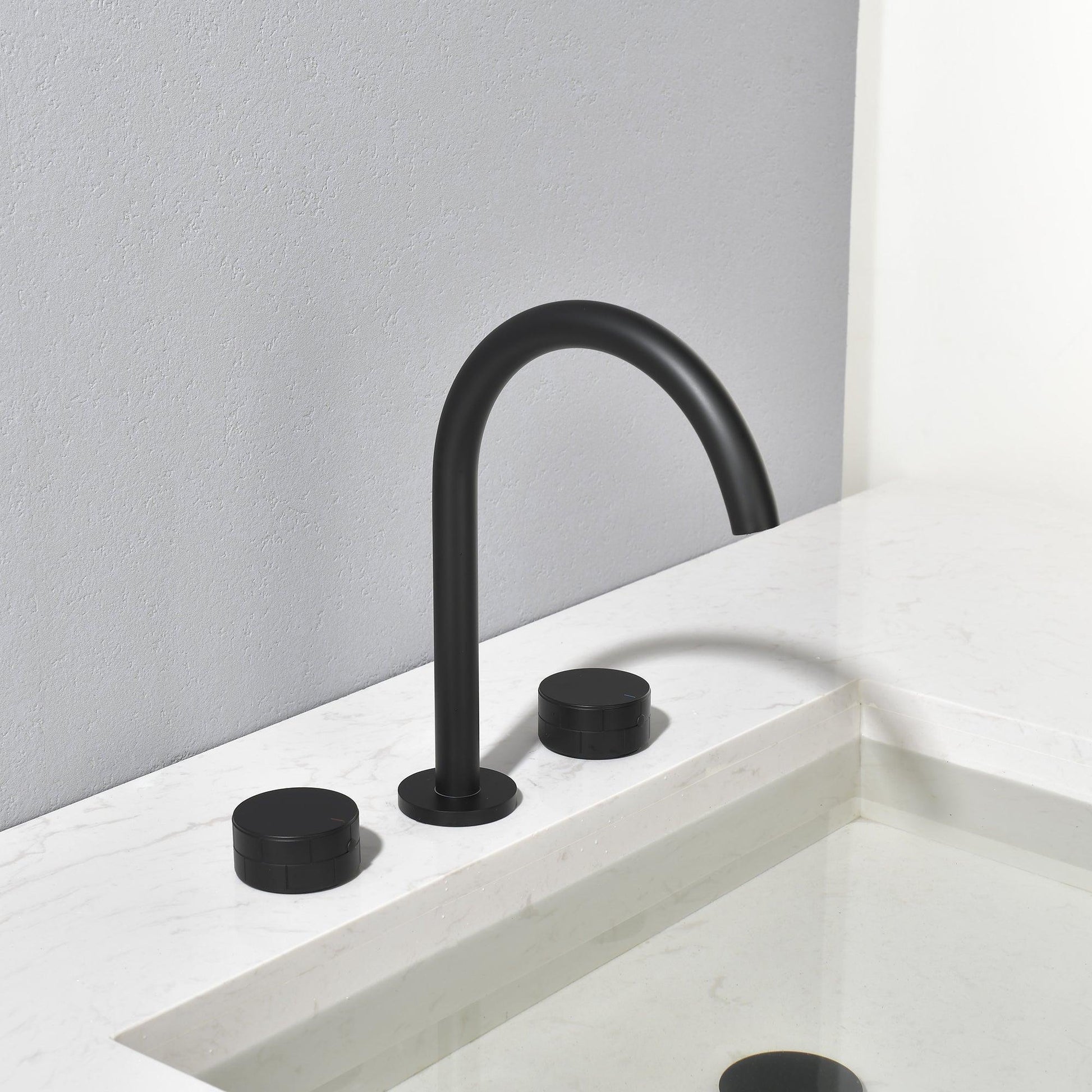 Modern Widespread Bathroom Faucet, Matte Black FredCo