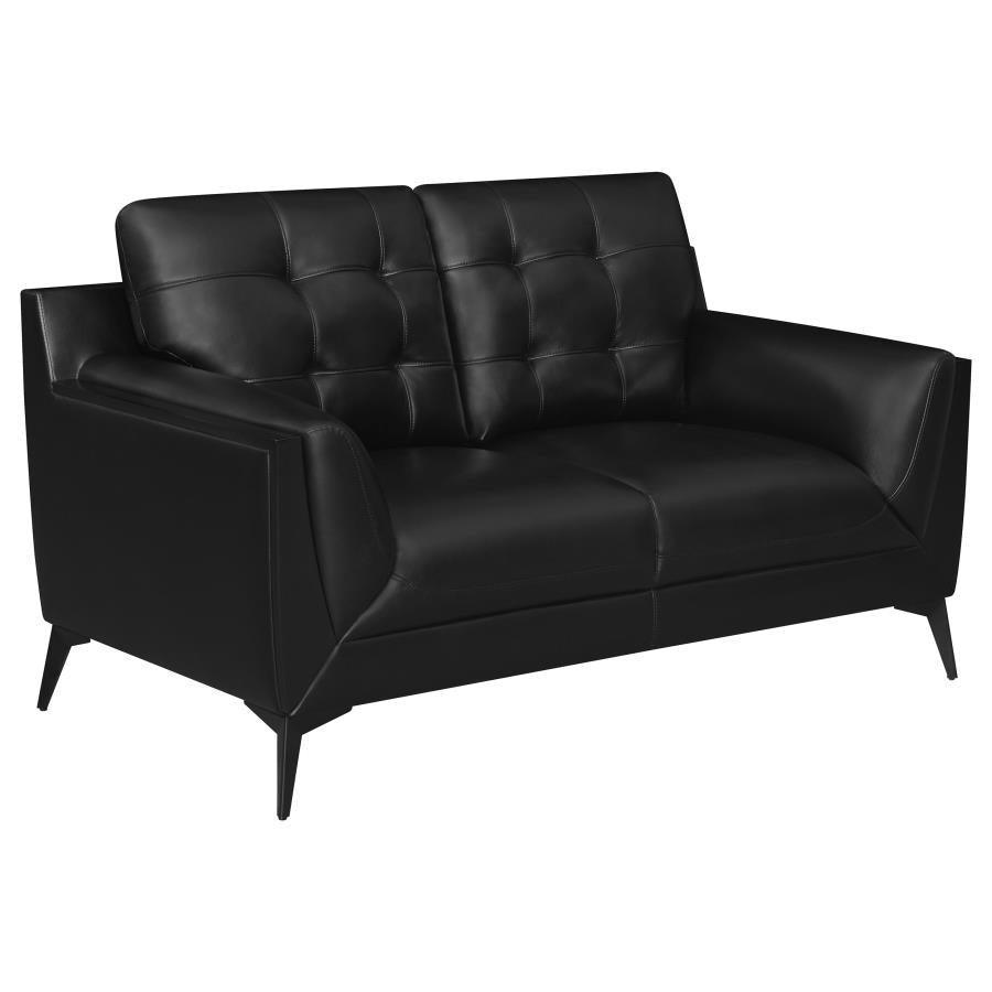 Moira Upholstered Tufted Living Room Set with Track Arms Black 511131-S2 Coaster FredCo