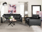 Moira Upholstered Tufted Living Room Set with Track Arms Black 511131-S2 Coaster FredCo