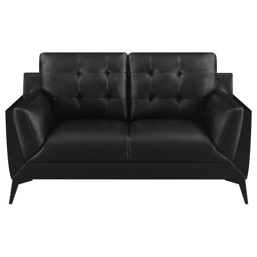 Moira Upholstered Tufted Living Room Set with Track Arms Black 511131-S2 Coaster FredCo