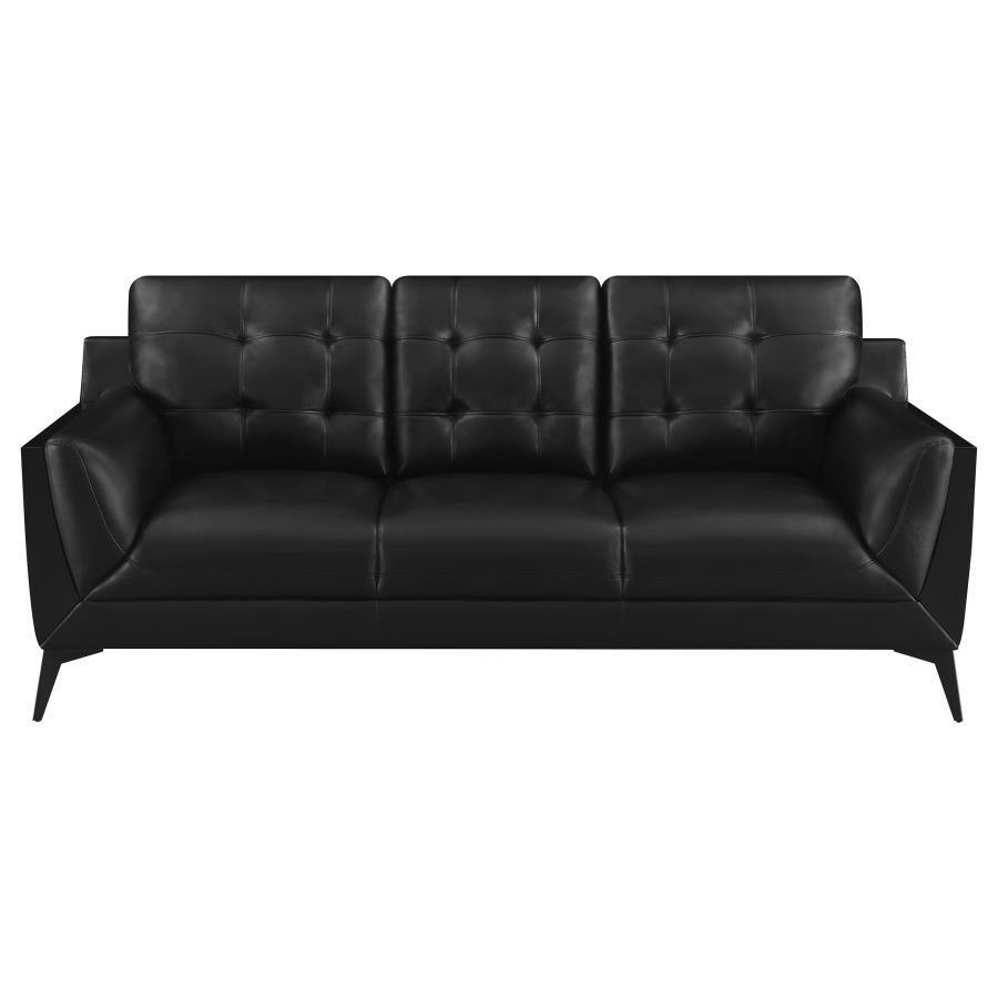 Moira Upholstered Tufted Living Room Set with Track Arms Black 511131-S2 Coaster FredCo